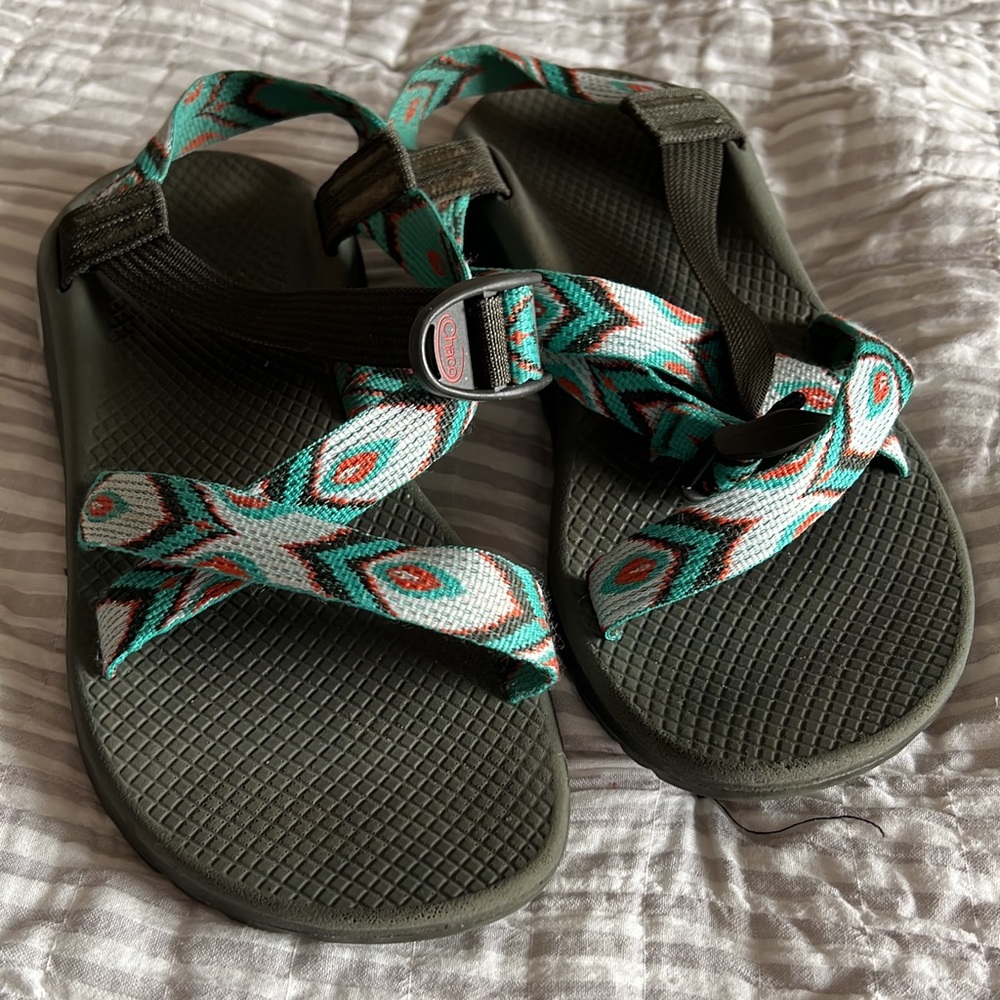 Peacock colored Chacos